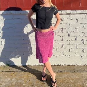 Pink Crochet Midi Skirt